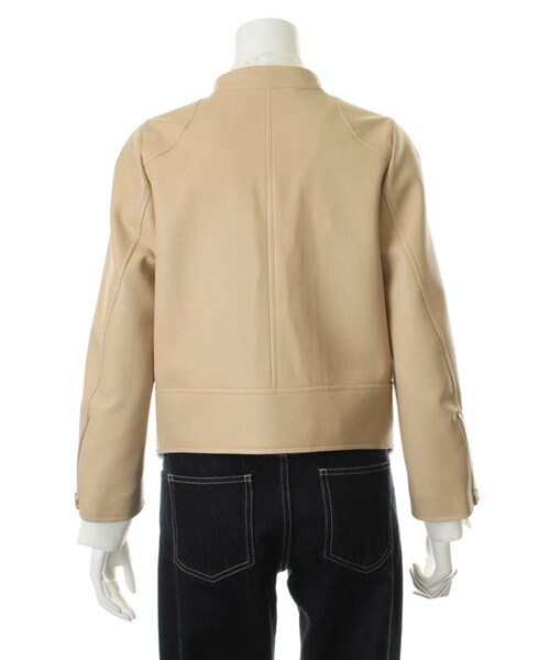 31 Sons de mode（トランテアン　ソン　ドゥ　モード）の「フェイクレザーシングルライダース（ジャケット/アウター・レディース・ベージュ/ピンク/サックスブルー・36/38）」の6枚目の写真