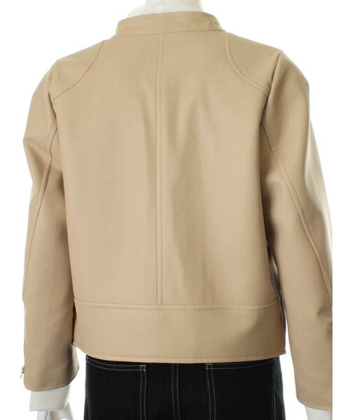 31 Sons de mode（トランテアン　ソン　ドゥ　モード）の「フェイクレザーシングルライダース（ジャケット/アウター・レディース・ベージュ/ピンク/サックスブルー・36/38）」の9枚目の写真