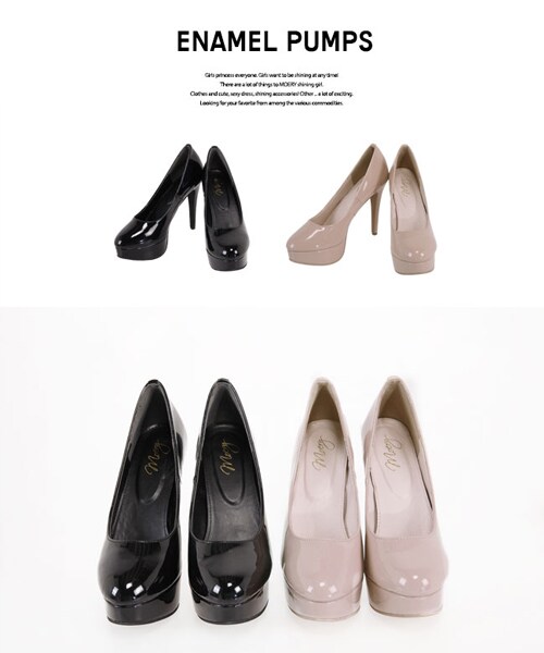 MOERY（モエリー）の「ベーシックエナメルパンプス（パンプス・レディース・ベージュ/ブラック・S(約22.5cm相当)/M(約23.5cm相当)/L(約24.5cm相当)/	M(約23.5cm相当)）」の3枚目の写真