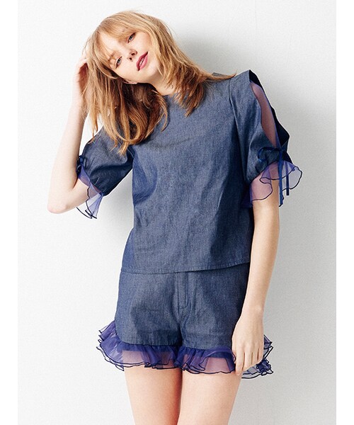 MICOAMERI(ミコアメリ)の「ライトデニムブラウス(ブラウス・レディース・other/GRY/BLU/IDG・/F)」の4枚目の写真