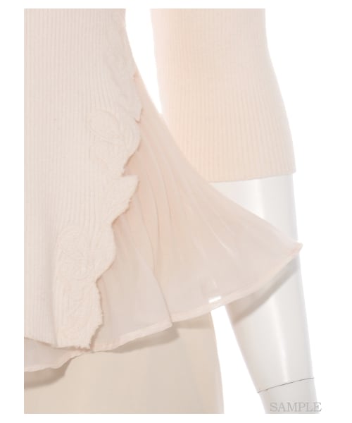 レース刺繍プリーツニット♡