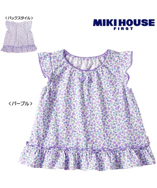 MIKI HOUSE(ミキハウス)の「【ミキハウスファースト】小花柄チュニック(Tシャツ/カットソー・キッズ・パープル・フリー(70-80cm))」の1枚目の写真