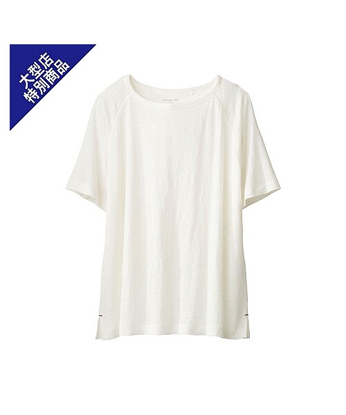 UNIQLO(ユニクロ)の「WOMEN IDLFリネンT(半袖)+(Tシャツ(長袖・七分袖・半袖・タンクトップ)・レディース・WHITE・M)」の1枚目の写真