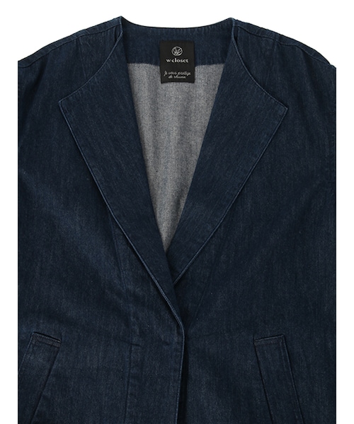 w closet（ダブルクローゼット）の「デニムノーカラーコート（ジャケット/アウター・レディース・ブルー/ネイビー・FREE）」の6枚目の写真