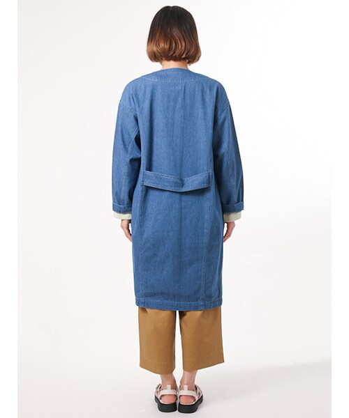 w closet（ダブルクローゼット）の「デニムノーカラーコート（ジャケット/アウター・レディース・ブルー/ネイビー・FREE）」の5枚目の写真