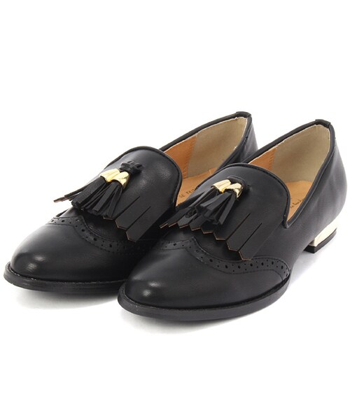 mysty woman（ミスティウーマン）の「タッセル付フラットシューズ（シューズ・レディース・オフホワイト/ブラック/ブラック系・M/L）」の2枚目の写真