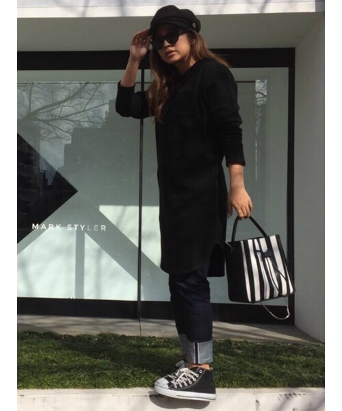 FLOVE（フローブ）の「リブニットソーワンピース（ワンピース/ドレス・レディース・ホワイト/ブラック・F）」の4枚目の写真