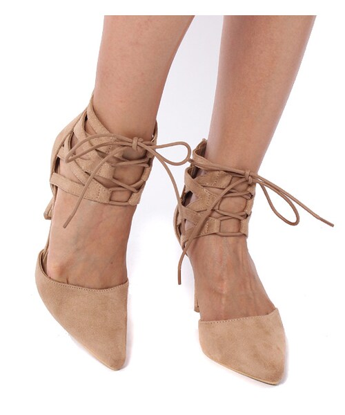 laboratory work（ラボラトリーワーク）の「レースアップパンプス（シューズ・レディース・ブラック/ベージュ/カーキ・M/L）」の4枚目の写真