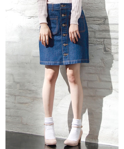 Honeys ハニーズ の デニム前ボタンスカート スカート Wear