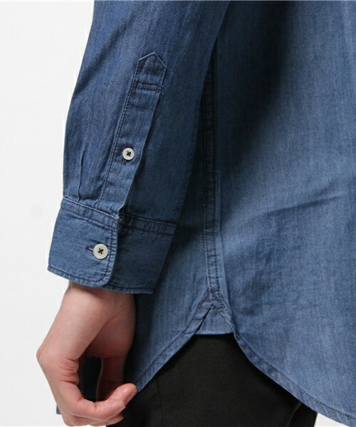UNION STATION(ユニオンステーション)の「シャンブレーロングシャツ(シャツ/ブラウス・メンズ・ブルー/ネイビー・SMALL/MEDIUM/LARGE/LL)」の6枚目の写真