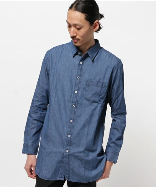 UNION STATION(ユニオンステーション)の「シャンブレーロングシャツ(シャツ/ブラウス・メンズ・ブルー/ネイビー・SMALL/MEDIUM/LARGE/LL)」の1枚目の写真