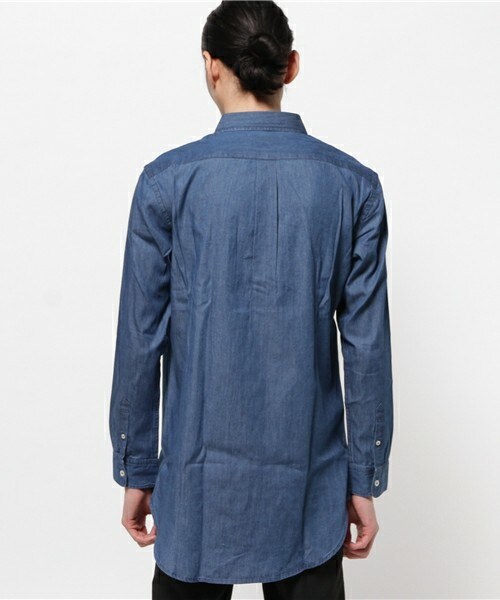 UNION STATION(ユニオンステーション)の「シャンブレーロングシャツ(シャツ/ブラウス・メンズ・ブルー/ネイビー・SMALL/MEDIUM/LARGE/LL)」の4枚目の写真
