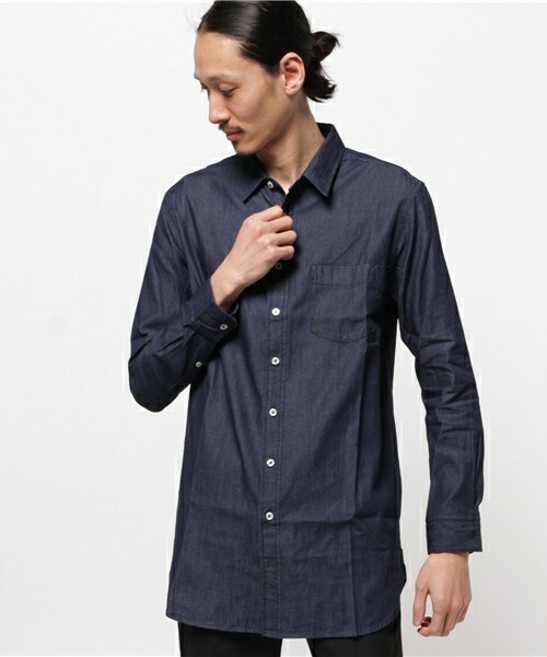 UNION STATION(ユニオンステーション)の「シャンブレーロングシャツ(シャツ/ブラウス・メンズ・ブルー/ネイビー・SMALL/MEDIUM/LARGE/LL)」の2枚目の写真