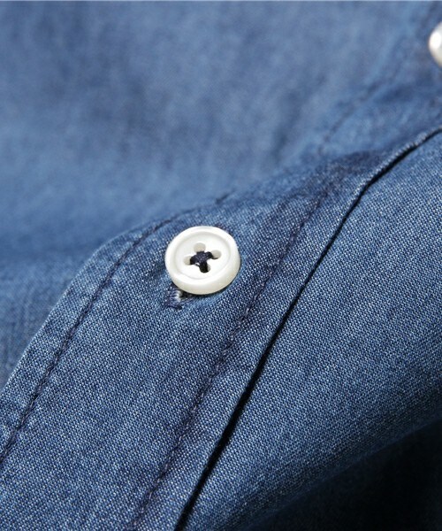 UNION STATION(ユニオンステーション)の「シャンブレーロングシャツ(シャツ/ブラウス・メンズ・ブルー/ネイビー・SMALL/MEDIUM/LARGE/LL)」の8枚目の写真