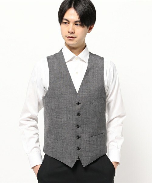 CROWDED CLOSET（クラウデッドクローゼット）の「TOP調千鳥柄ベスト（スーツベスト・メンズ・グレー/ネイビー・MEDIUM/LARGE/SMALL/LL）」の2枚目の写真