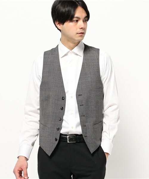 CROWDED CLOSET（クラウデッドクローゼット）の「TOP調千鳥柄ベスト（スーツベスト・メンズ・グレー/ネイビー・MEDIUM/LARGE/SMALL/LL）」の4枚目の写真