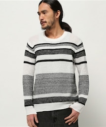 UNION STATION | ピッチ違いコットンリネンボーダーニット(ニット/セーター)