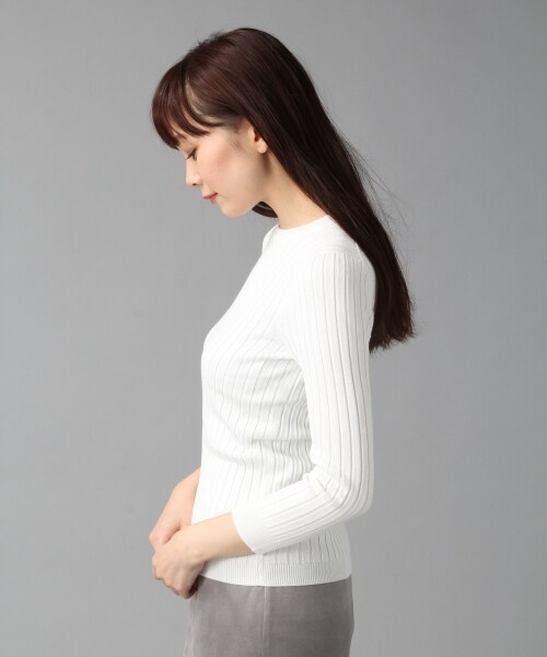 BLISS POINT(ブリスポイント)の「16SSワイドリブクルー7分袖(トップス・レディース・ホワイト/ブラック/ベージュ/グリーン・M/L)」の5枚目の写真