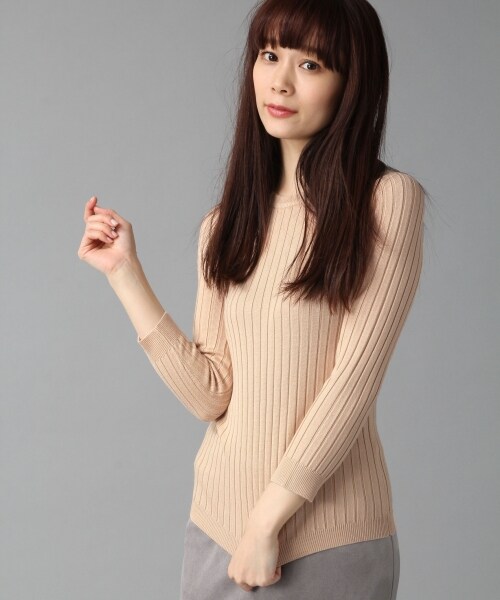 BLISS POINT(ブリスポイント)の「16SSワイドリブクルー7分袖(トップス・レディース・ホワイト/ブラック/ベージュ/グリーン・M/L)」の3枚目の写真