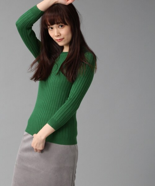 BLISS POINT(ブリスポイント)の「16SSワイドリブクルー7分袖(トップス・レディース・ホワイト/ブラック/ベージュ/グリーン・M/L)」の4枚目の写真