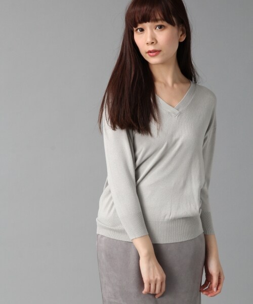 BLISS POINT(ブリスポイント)の「16SSDRVネック7分袖(トップス・レディース・ホワイト/ブラック/ライトグレー/オレンジ/ベージュ/グリーン・M/L)」の3枚目の写真