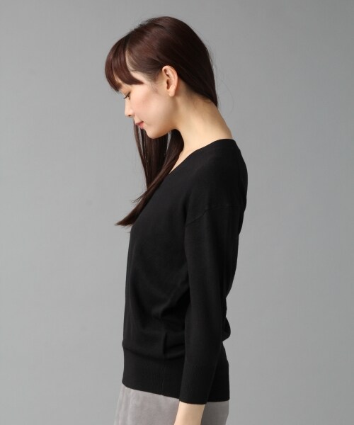 BLISS POINT(ブリスポイント)の「16SSDRVネック7分袖(トップス・レディース・ホワイト/ブラック/ライトグレー/オレンジ/ベージュ/グリーン・M/L)」の7枚目の写真