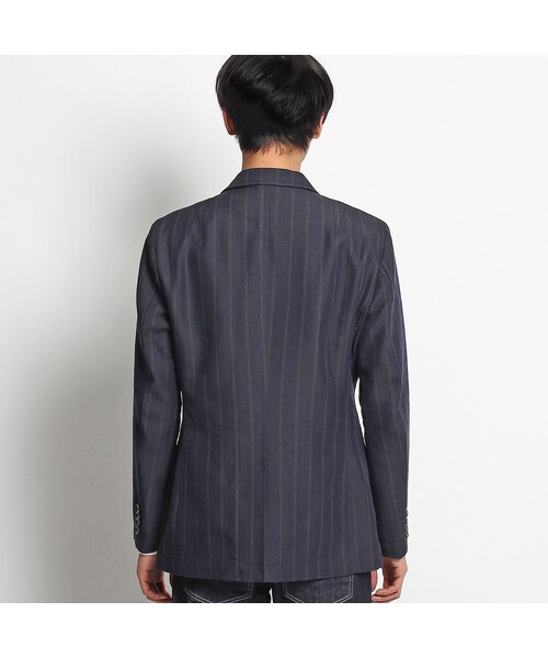 TAKEO KIKUCHI（タケオキクチ）の「リネン混 ランダムヘリンボンストライプジャケット（ジャケット/アウター・メンズ・ネイビー系(394)・M/L/LL）」の4枚目の写真