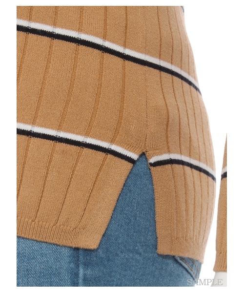 Mila Owen（ミラオーウェン）の「ボーダーリブニットトップス（ニット・レディース・OWHT/CML/SAX・F）」の9枚目の写真