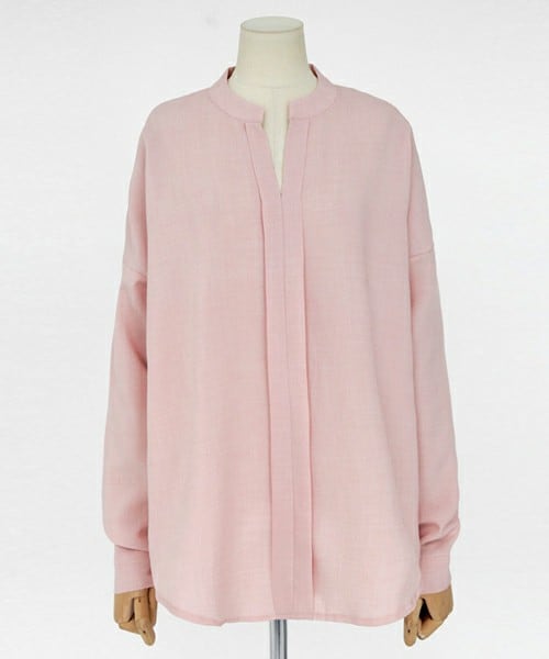 DHOLIC(ディーホリック)の「バンドカラースキッパーブラウス(シャツ/ブラウス・レディース・ディープスカイブルー/アイボリー/ピンク・FREE)」の3枚目の写真