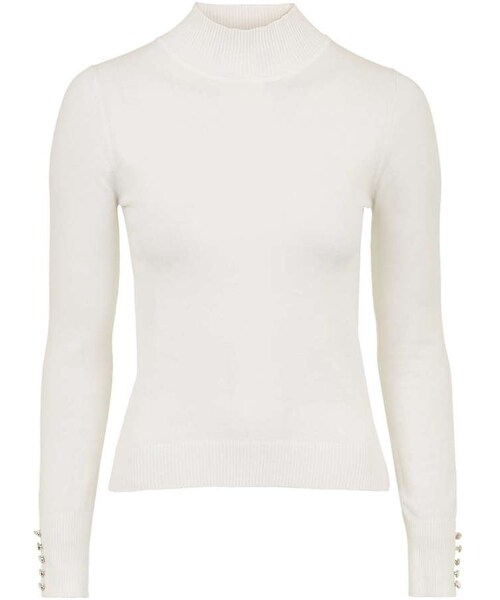 TOPSHOP(トップショップ)の「Button cuff funnel neck sweater(ニット/セーター・レディース・White・0/12)」の1枚目の写真