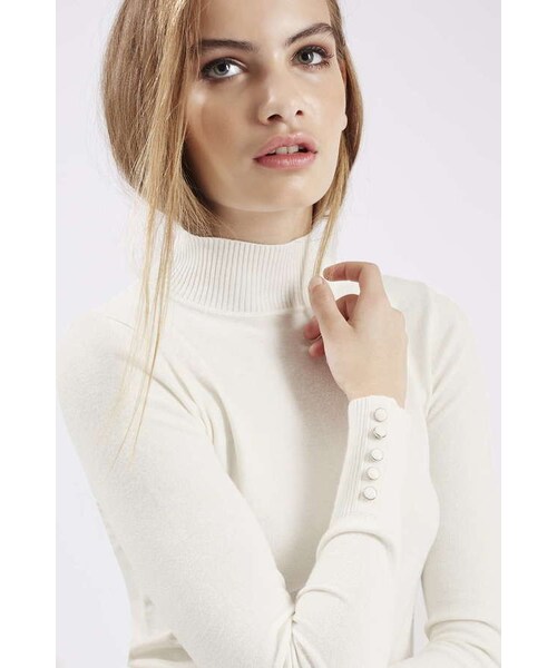 TOPSHOP(トップショップ)の「Button cuff funnel neck sweater(ニット/セーター・レディース・White・0/12)」の4枚目の写真