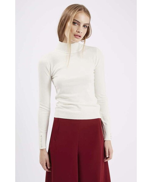 TOPSHOP(トップショップ)の「Button cuff funnel neck sweater(ニット/セーター・レディース・White・0/12)」の5枚目の写真