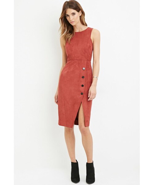Forever 21 フォーエバー トゥエンティーワン の Forever 21 Contemporary Faux Suede Sheath Dress ワンピース Wear