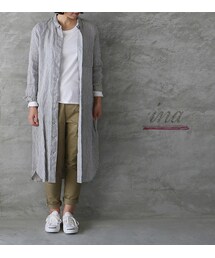 ina- | ina リネンストライプシャツワンピース(ワンピース)