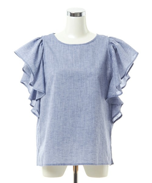 DRWCYS（ドロシーズ）の「カラーシャンブレー2WAYブラウス（シャツ/ブラウス・レディース・パープル/ピンク/ネイビー/ブルー・M）」の2枚目の写真