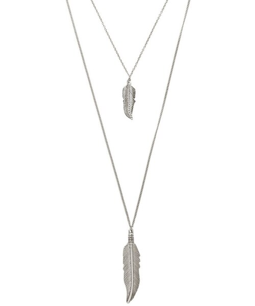 FOREVER 21（フォーエバー トゥエンティーワン）の「FOREVER 21 Feather Layered Necklace（ネックレス・レディース・Gold/Silver・One size）」の2枚目の写真