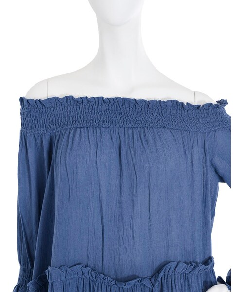 dazzlin（ダズリン）の「【sc】オフショル刺繍スモック（ワンピース/ドレス・レディース・オフホワイト/ピンク/ブルー・F）」の7枚目の写真