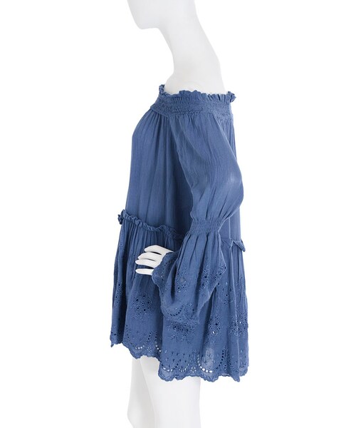 dazzlin（ダズリン）の「【sc】オフショル刺繍スモック（ワンピース/ドレス・レディース・オフホワイト/ピンク/ブルー・F）」の5枚目の写真