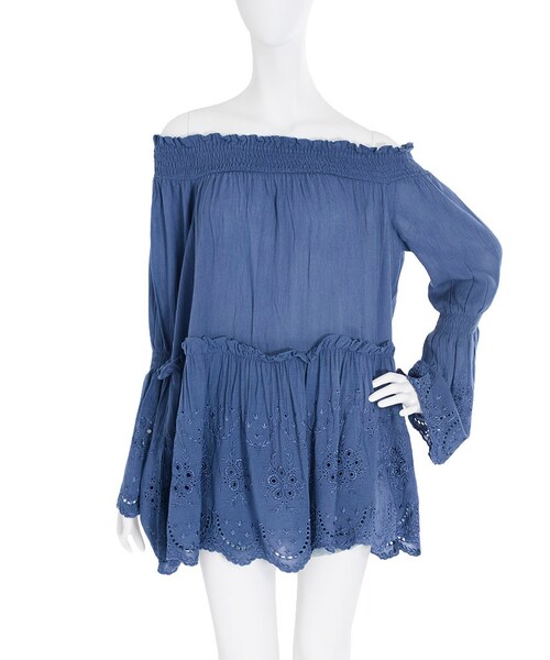 dazzlin（ダズリン）の「【sc】オフショル刺繍スモック（ワンピース/ドレス・レディース・オフホワイト/ピンク/ブルー・F）」の4枚目の写真