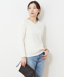 HELIOPOLE | ◆2016春夏新作◆heliopole コットンワイドリブニットVネックプルオーバー(ニット/セーター)