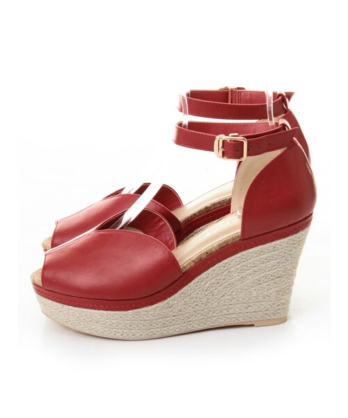 31 Sons de mode（トランテアン　ソン　ドゥ　モード）の「≪春カタログ掲載ITEM≫ストラップ付ジュートウエッジサンダル（シューズ・レディース・オフホワイト/レッド/インディゴ・S/M/L）」の4枚目の写真
