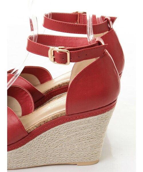 31 Sons de mode（トランテアン　ソン　ドゥ　モード）の「≪春カタログ掲載ITEM≫ストラップ付ジュートウエッジサンダル（シューズ・レディース・オフホワイト/レッド/インディゴ・S/M/L）」の6枚目の写真