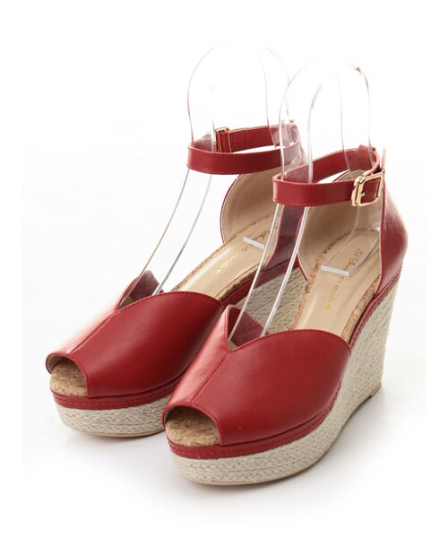 31 Sons de mode（トランテアン　ソン　ドゥ　モード）の「≪春カタログ掲載ITEM≫ストラップ付ジュートウエッジサンダル（シューズ・レディース・オフホワイト/レッド/インディゴ・S/M/L）」の3枚目の写真