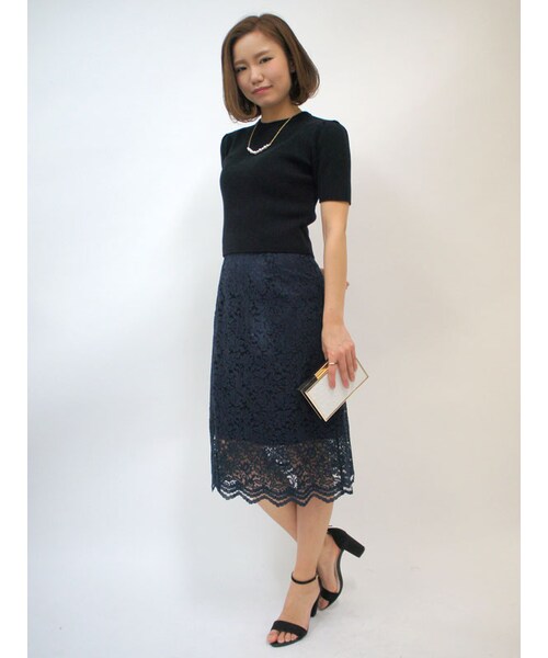 31 Sons de mode（トランテアン　ソン　ドゥ　モード）の「≪森 星ちゃん着用≫ニット×レースドッキングワンピース（ワンピース/ドレス・レディース・ブラック/オフホワイト・36/38）」の7枚目の写真