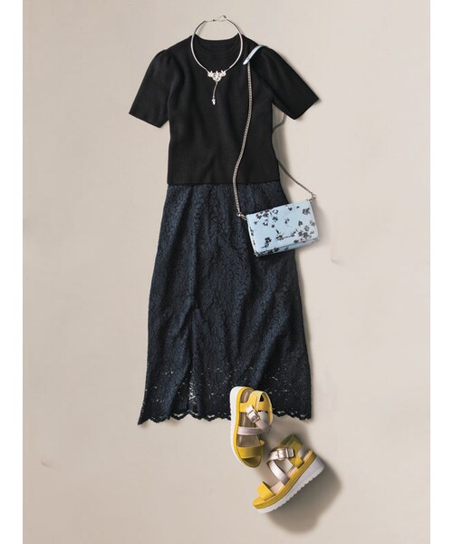 31 Sons de mode（トランテアン　ソン　ドゥ　モード）の「≪森 星ちゃん着用≫ニット×レースドッキングワンピース（ワンピース/ドレス・レディース・ブラック/オフホワイト・36/38）」の3枚目の写真