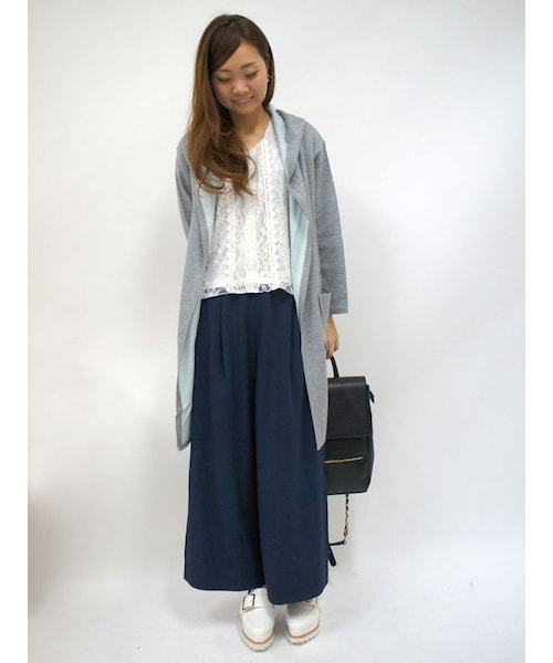 31 Sons de mode（トランテアン　ソン　ドゥ　モード）の「≪森 星ちゃん着用≫ツイルワイドパンツ（パンツ・レディース・ネイビー/ベージュ・36/38）」の7枚目の写真