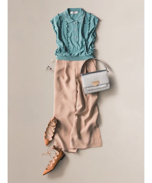 31 Sons de mode（トランテアン　ソン　ドゥ　モード）の「≪森 星ちゃん着用≫ツイルワイドパンツ（パンツ・レディース・ネイビー/ベージュ・36/38）」の4枚目の写真