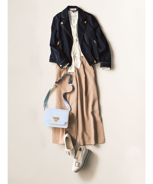 31 Sons de mode（トランテアン　ソン　ドゥ　モード）の「≪森 星ちゃん着用≫ツイルワイドパンツ（パンツ・レディース・ネイビー/ベージュ・36/38）」の3枚目の写真