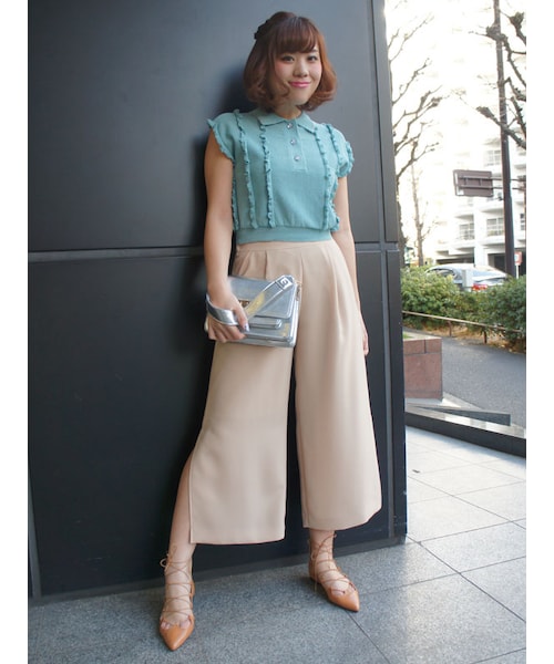 31 Sons de mode（トランテアン　ソン　ドゥ　モード）の「≪森 星ちゃん着用≫ツイルワイドパンツ（パンツ・レディース・ネイビー/ベージュ・36/38）」の8枚目の写真