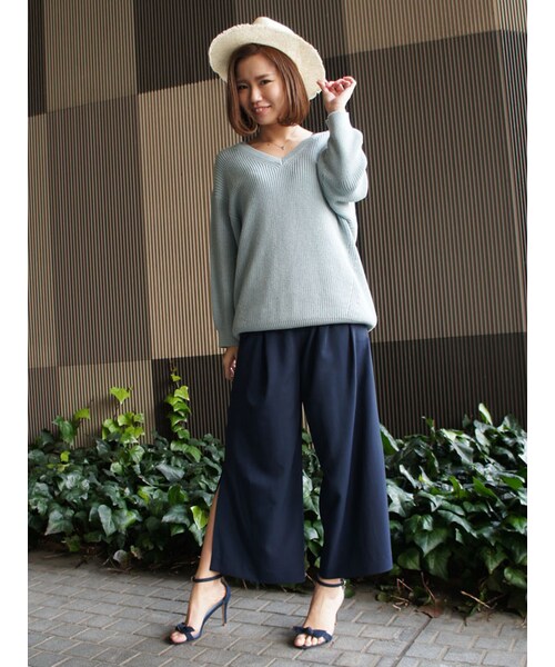 31 Sons de mode（トランテアン　ソン　ドゥ　モード）の「≪森 星ちゃん着用≫ツイルワイドパンツ（パンツ・レディース・ネイビー/ベージュ・36/38）」の9枚目の写真